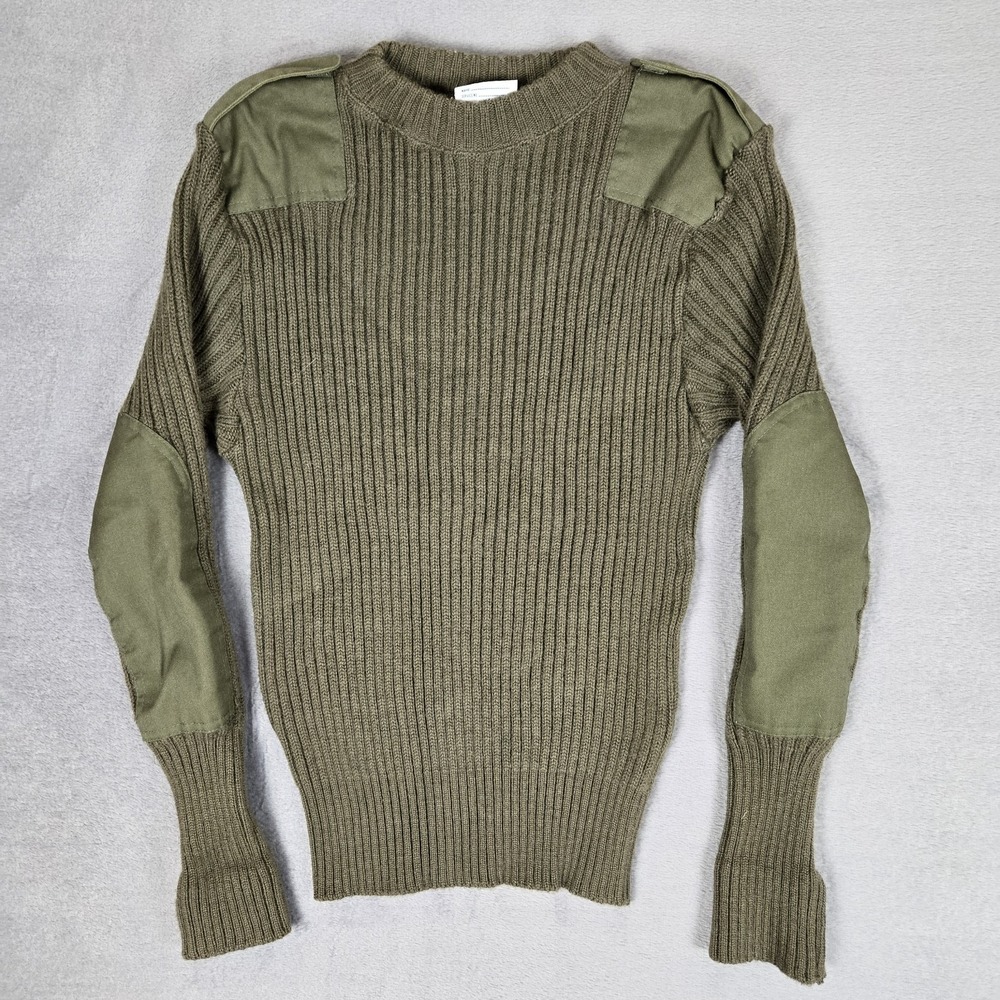 Dscp Valor Collection Sweater Mens 40 Military Green Wool Ribbed w/ Epaulettes